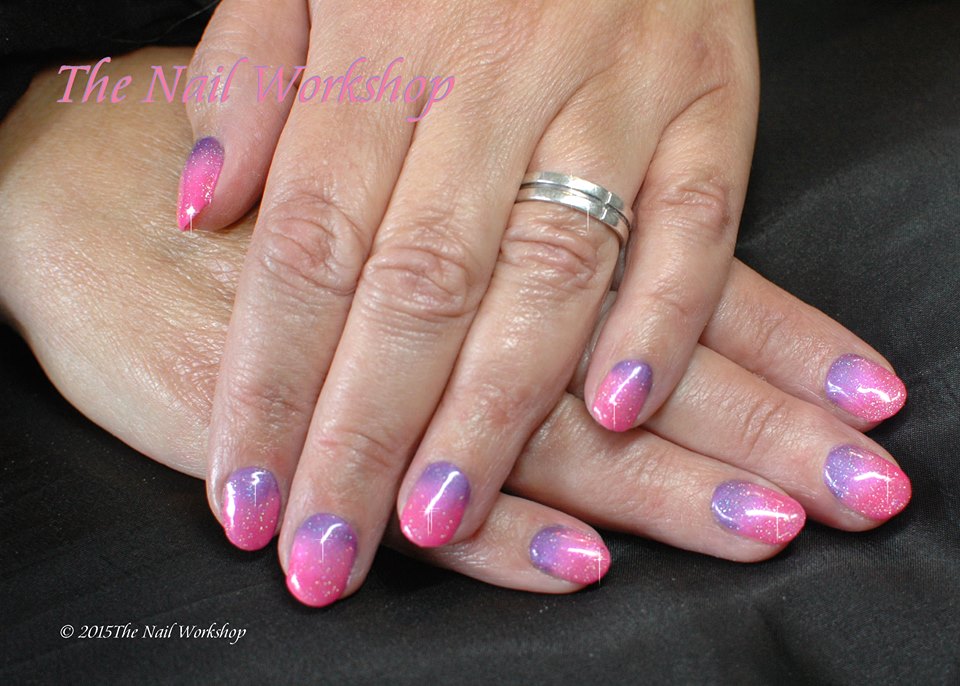 Gelish Pink Ombre with glitter